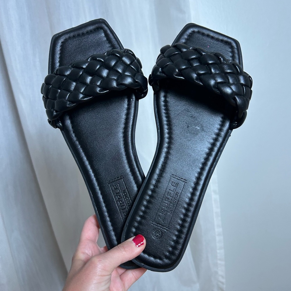 Elegant Black Braided Sandals